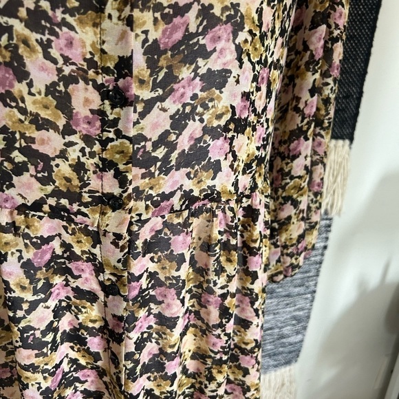 MANGO floor length sheer floral button down dress size 6 - Picture 9 of 11